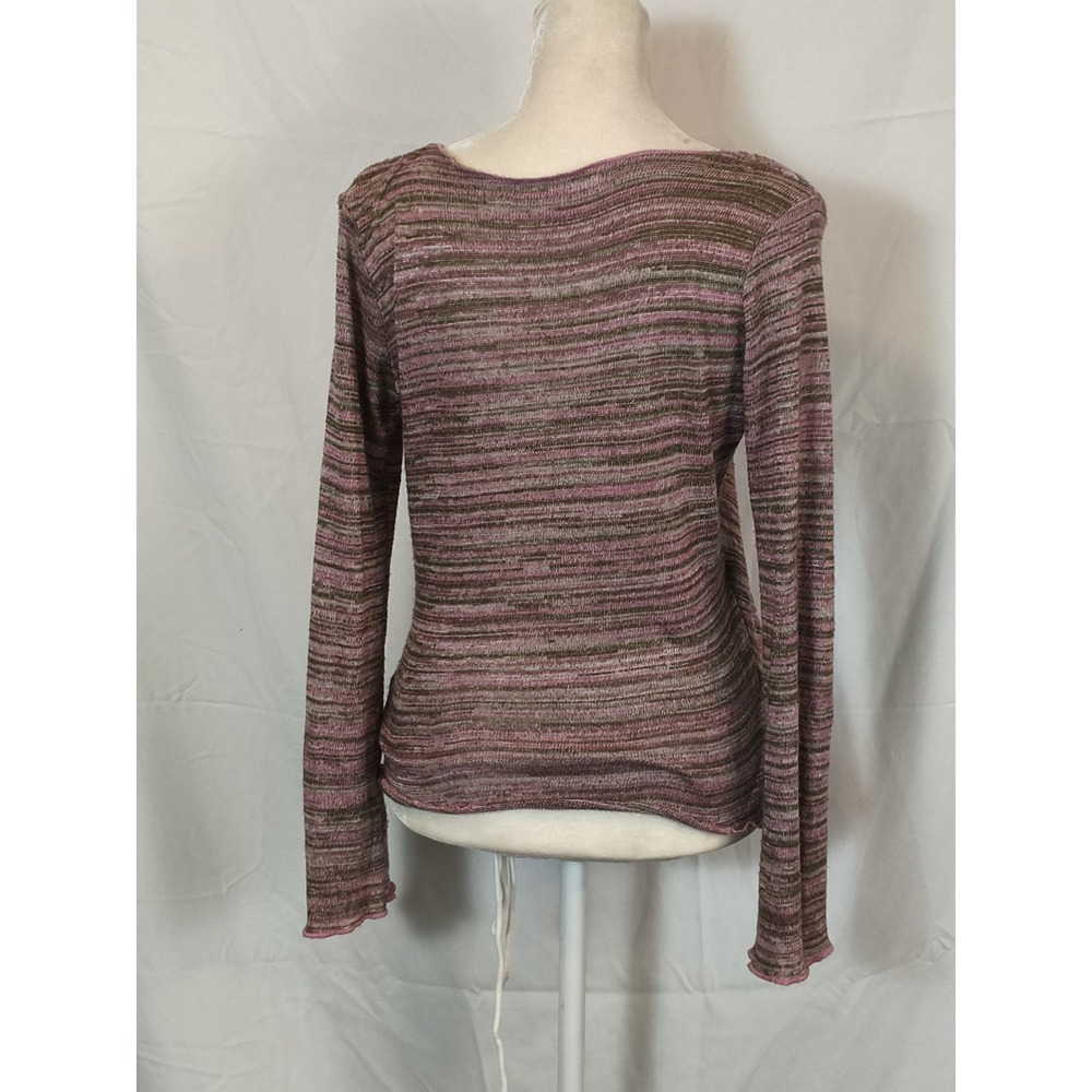 VTG Y2K Purple Blend Long Bell Sleeve Wrap Crossover Lettuce Edge Juniors Medium - Picture 3 of 9